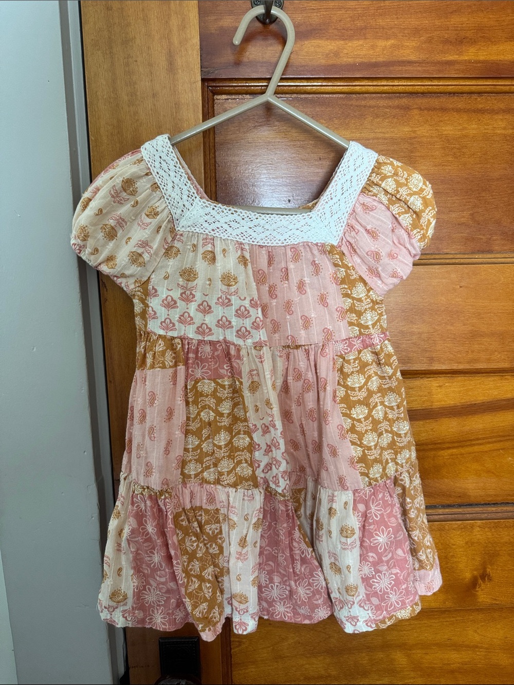 Haute Hippie Pink & Mustard Boho Patchwork Kids Dress